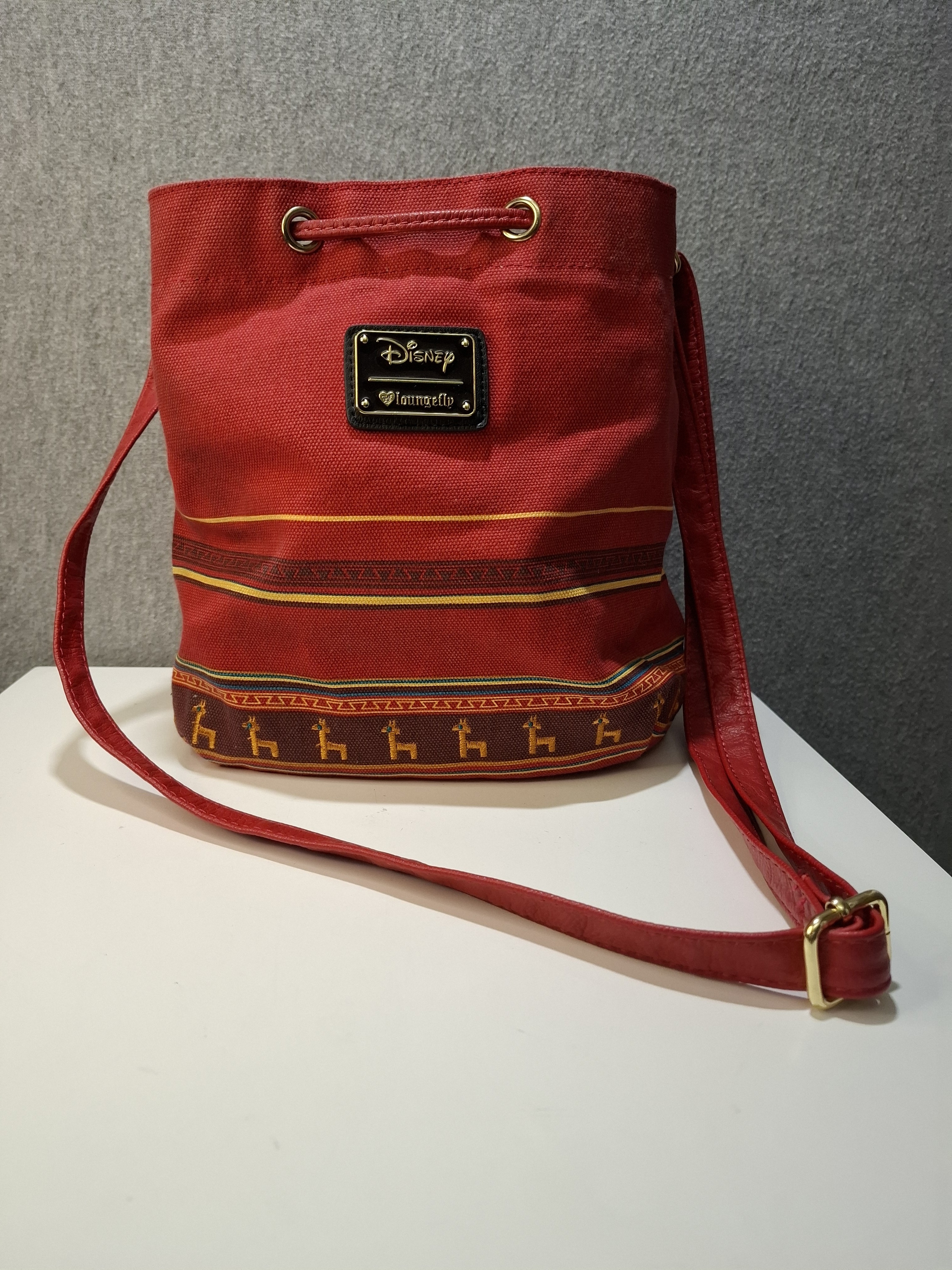 Limited Edition Loungefly Red Canvas Emperor's New Groove Bucket Bag